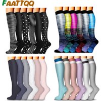 FAATTQQ 6Pairs Compression Socks Women Men, Knee High Best Support Circulation Socks for Running, Travel, Flight, Nurse