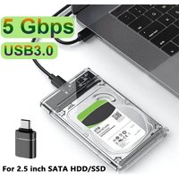 USB 3.0 HDD Enclosure 2.5 inch SATA SSD Hard Drive Case with 5Gbps Transfer Speed Mobile External Housing Harddisk Boxs Cable
