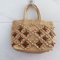 Bohemian Flower Straw Bag Handbag Summer Raffia Beach Bags for Women Large Capaci Bucket Bag Sle Women's Handbag
