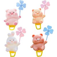 AliExpress 1PC Cute Bike Handlebar Decor PVC Windmill Cartoon Animal Figurine Bicycle Decoration Accessories for Bear Rabbit Cat