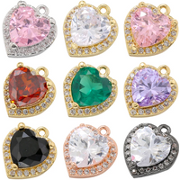 ZHUKOU Heart charms for jewelry making multi color Cubic Zirconia jewelry pendants handmade jewelry materials wholesale VD1314