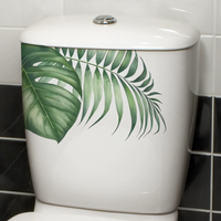 1/2pcs Fresh Green Leaf Waterproof Toilet Seat Sticker Self Adhesive Home Bathroom Decor Toilet Stickers