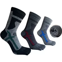 AliExpress NONE 1/3 Pairs Thick Five Finger Socks Sports Man Boy Striped Compression Terry Damping Towel Bottom Cycling Outdoor Toe Socks Short