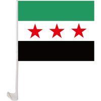 Aerlxemrbrae 30x45cm Car Flags Syria Flag The Syrian Arab Republic Syrian Three Star Flag Banner with 45cm Plastic Flagpoles