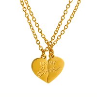 JINHUI Ur My Lover BFF Letter Necklace For Women Stainless Steel 2-in-1 Heart Set Chain Choker Collares Couple Necklaces Jewelry