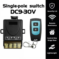 433MHz Wireless Remote Control Switch DC 9-75V 12V 24V 10A Relay 1-Channel Receiver Controller 2-Button Garage Door Transmitter