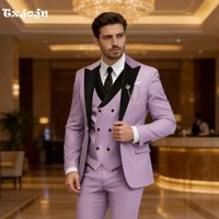 Stylish Lavender Black 3PCS Tuxedo Shawl Lapel Slim Fit Perfect for Bachelor Anniversary Events Charity Galas Bridal Showers