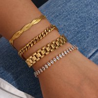 Miniamlist Herren-Armband, Goldschmuck, Street-Style, Edelstahl 316L, 18 Karat vergoldet, kubanische Kettenarmbänder für Damen