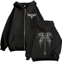 Autumn/Winter Pattern Printed Fashionable Men's Sweatshirt Casual Jacket Punk Harajuku Daily Wear Zipper Hooded Sweatshirt