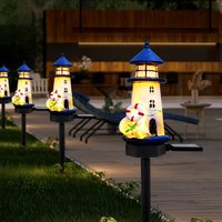 Lighthouse Solar Lights Nautical Decor for Home Waterproof Solar Powered Garden Stake Light for Outside Lawn Christmas Decor