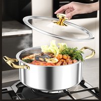 24cm Stainless Steel Soup Pot Honeycomb Non-stick Pot Frying Pan with Lid Household Hot Pot Induction Cooker Gas Stove Universal