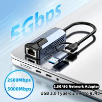 2500/5000Mbps Network Card 2.5G/5Gbps High Speed Wired Adapter USB3.0 Type-C to RJ45 Ethernet Converter For MacBook Notebook PC