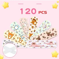 120Pcs For Children Repair Tape Knuckle Sticker Bandages Kids Cartoon Animal Flexible Adhesive Waterproof First Aid for Cuts