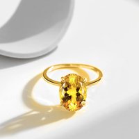 GRA Sparkling Lemon Yellow Oval Zircon Rings for Women Gift Real 925 Sterling Silver 18K Gold High Quality Hot Sale Fine Jewelry