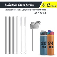 Metal Straw Replacement for Owala Water Bottle 24 Oz 32 Oz Accessories, with Straw Cleaner, Reusable Stainless Steel Straws