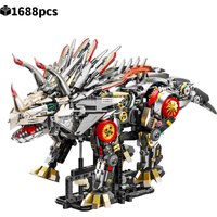 2026 Mechanical Triceratops Dinosaur Building Blocks Jurassic World Animal Linkage Model with Light Birthday Gifts Toy for Kids