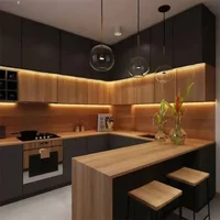 Realgres Full Set Kitchen Furniture Smart Modern Style Customize Cabinet Pvc Kitchen Cabinet For Apartment