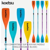 KOETSU S08 Convertible Kayak Paddle Aluminum Alloy Anodized Mixed Color Double and Single Blade Design