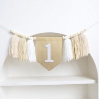 1 Year Birthday High Chair Banner Boho Handmade Tassel Garland Decoration for Baby Shower Birthday Party Decor Photography Prop