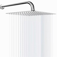 High Pressure Waterfall Stainless Steel Shower Head Silver High Flow 8" 10" 12" Pressure Boosting Design Spa Bathroom Showerhead