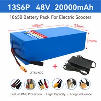 48V Lithium Battery Pack 20Ah 18650 Grade-A Cells Built in BMS T-XT60 1000W-2000W High Capacity For Citycoco Electric Scooter