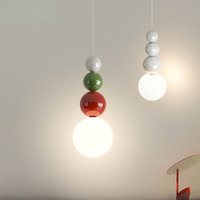 Nowoczesny żyrandol LED z PVC, nordyckie kolorowe lampy wiszące w kształcie kuli, mała lampa wisząca do sypialni, kremowa lampa do salonu i na korytarz.