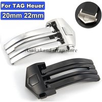 Stainless Steel Solid Folding Buckle 18mm 20mm For TAG Heuer Metal Strap Buckle Silicone Leather Watchband Double Button Clasp