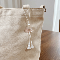 Vintage Lotus Beaded Key Chains Solid Color Lucky Charm Chinese-style Pendant Ethnic Tassel Detail Mobile Phone Chain Daily
