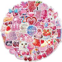 50PCS Creative Rose Pink Ins Style Stickers DIY Phone Cases, Notebook Bottles, Personalized Waterproof Stickers