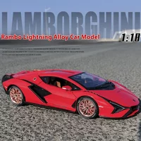1:18 Lamborghini SIAN FKP 37 sports car Diecast Metal Alloy Model car Sound Light Pull Back Collection Kids Toy Gifts