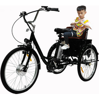 24-Zoll-Elektro-Dreirad für Senioren, 2 Sitze für die Familie, mit Zugkorb, 350W 36V Eltern-Kind-Elektrofahrrad, für Erwachsene und Frauen