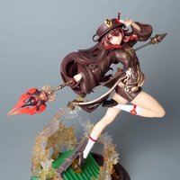 28cm Genshin Impact Anime Figure Hutao Action Figurine Hu Tao Combat Ver PVC Collectible Decoration Model Doll Toy for Boys Gift