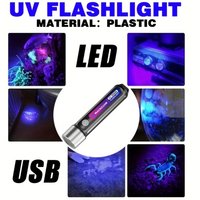 395nm UV LED Flashlight, USB Charging Black Light, Multi-use Detector for Urine, Scorpion, Resin, Nail, Camping & Fishing