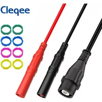 Cleqee P1206 Safety BNC Male Plug to Dual 4mm Sheathed Banana Plugs RG58 Coaxial Cable Oscilloscope Test Lead 120CM