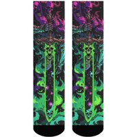 Neon Skull Magic Sword Men's Socks Non-Slip Stretchy Breathable Basketball Skateboarding Running Punk Rock Edgy Streetwear Socks