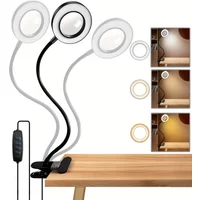 LED Table Lamp Magnifier Reading Clamp 3 Color Desk Lamp Flexible Gooseneck Book Lamp Bedroom Decorative Light