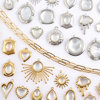 3pcs Sun/Heart/Square/Oval Charm Stainless Steel Exquisite Natural Shell Pendants Handmade Bracelet Necklace DIY Jewelry Making