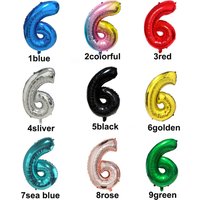 Number 6 Balloon 6 Digit Balloons Six Blue Figure Green Globe 6th Birthday Big Large Red Rose Golden Black Colorful 32 inch