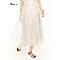 DUSHU 2026 Summer Women's Acetate Paneled A-Line Skirt - Urban Sophisticated Style for City Commute and Daily Outings