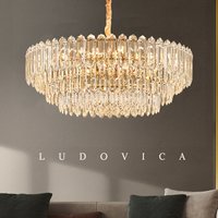 Modern LED Ceiling Hanging Lamp for Living Room Designer Luxury Circular Dining Table Pendant Lighting Crystal High Chandelier