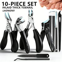Professional Pedicure Tool Kit 10pcs Heavy-Duty Toenail Clipper Set for Seniors - Angled and Curved Blades, Nail Clippers