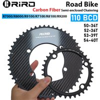 RIRO Carbon Chainring 110BCD Road Bike Chainring 50/34 52/36 53/39 54/40T 11/12S for Shimano R7000 R8000 R9100 R7100 R8100 R9200