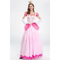 Halloween Purim Super Bro Plumber Adult Peach Princess Fancy Costume Christmas Carnival Party Alice Queen Cosplay Dress