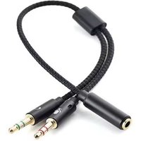 Headphone Y Splitter 3.5mm 1 Female To 2 Male 3.5mm Mic Audio Headphone Y Splitter Cable Headset To PC Adapter AUX Cable