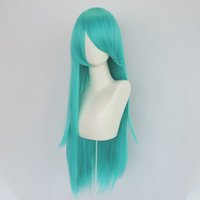 Anime Cosplay Wig Turquoise Long Straight Hair Heat-Resistant Synthetic with Bangs for Cosplay Parties, Halloween Theme Events