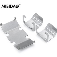 MIBIDAO Stainless Steel Chassis Armor Front Rear Axle Protection Skid Plate for Axial SCX10 II 90046 1/10 RC Crawler Car Model