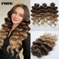 FREEDOM Synthetic Deep Wavy Crochet Twist Hair 24inch/60cm 300g/pack Crochet Braids Ombre Ginger Brown Braiding Hair Extensions