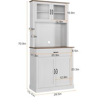 Kitchen Pantry Cabinet with 2 Drawers, Farmhouse Tall Storage Cabinet, Wood Food Pantry Adjustable Versatile Storage for Kitchen