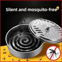 Anti Mosquito Box Portable Mosquito Killer Repellent Stainless Steel Coil Tray Large Spiral Incense Burners Holder With Cover