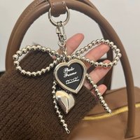 Korean Styles Bag Charm Lovely Heart Keychain Backpack Handbag Pendant Ornaments Bows Keyrings Fashion Keyholders